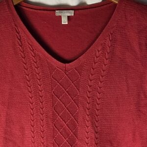 Talbots V-Neck Sweater in Rich Red